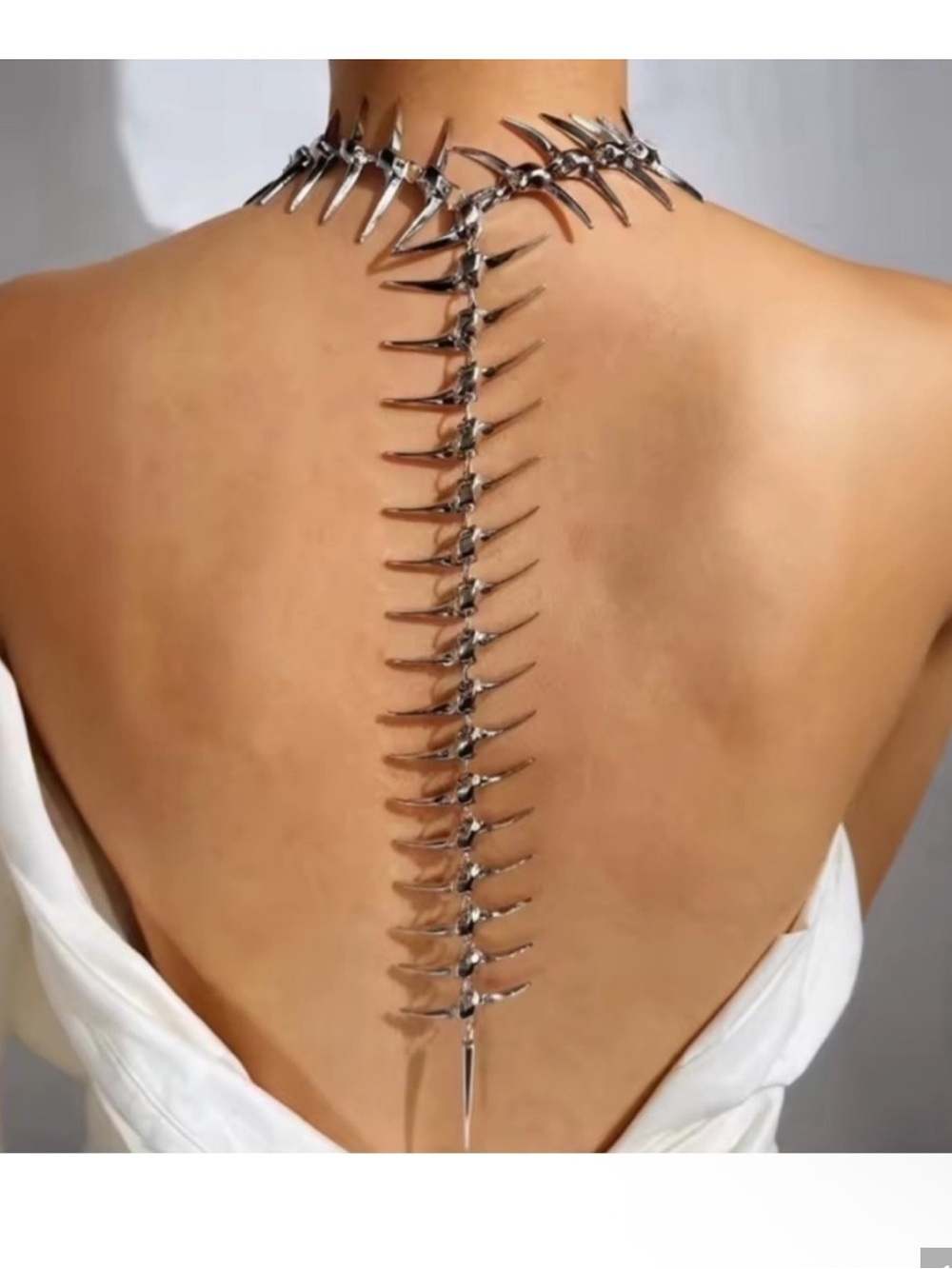 Silver Spine-Back Statement Necklace